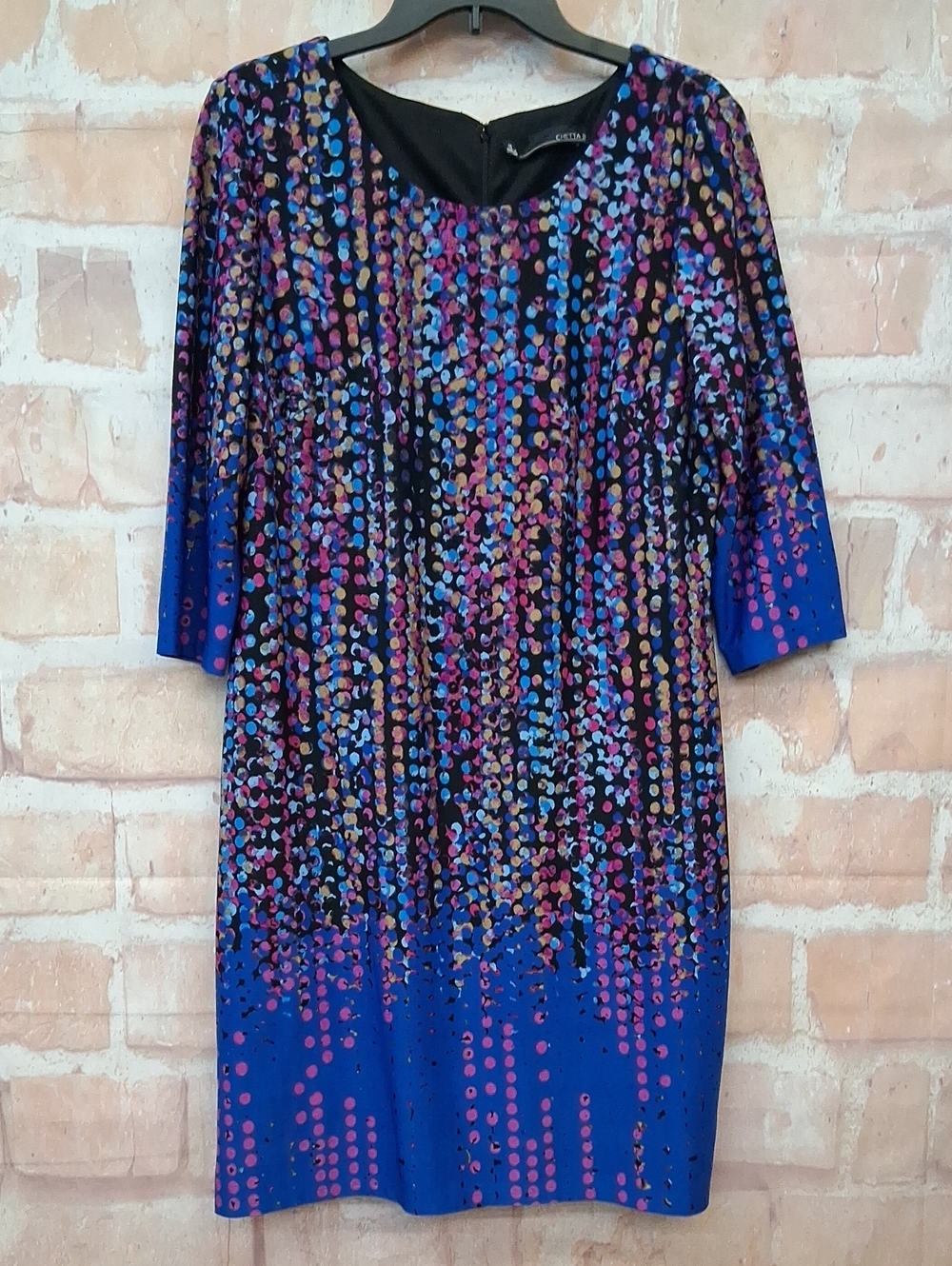 Black And Blue Multi-Color Print Shift Dress - LBD Style